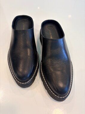 Jenni Kayne Black Leather Lug Mules, size 38 (US 8.5)